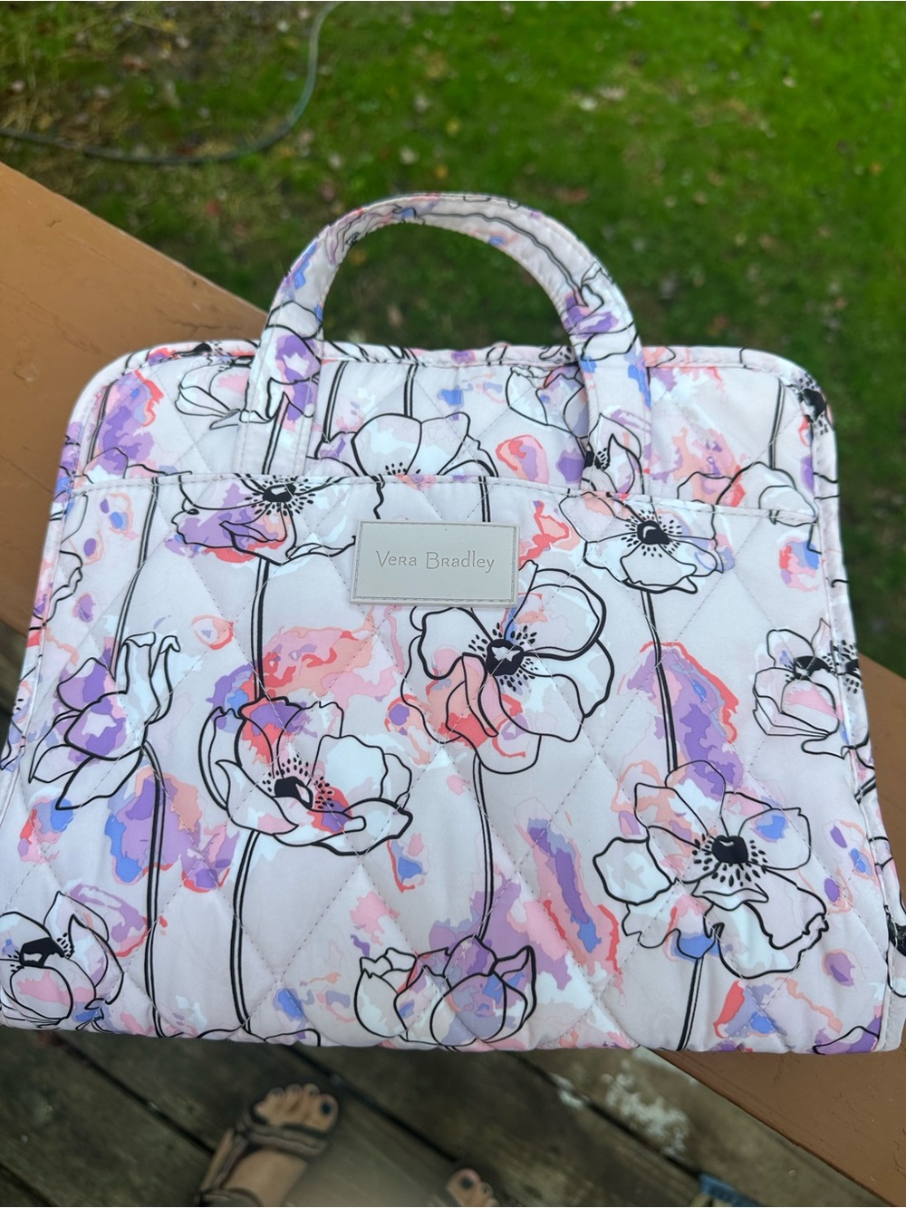 Vera Bradley pink floral cosmetic travel bag